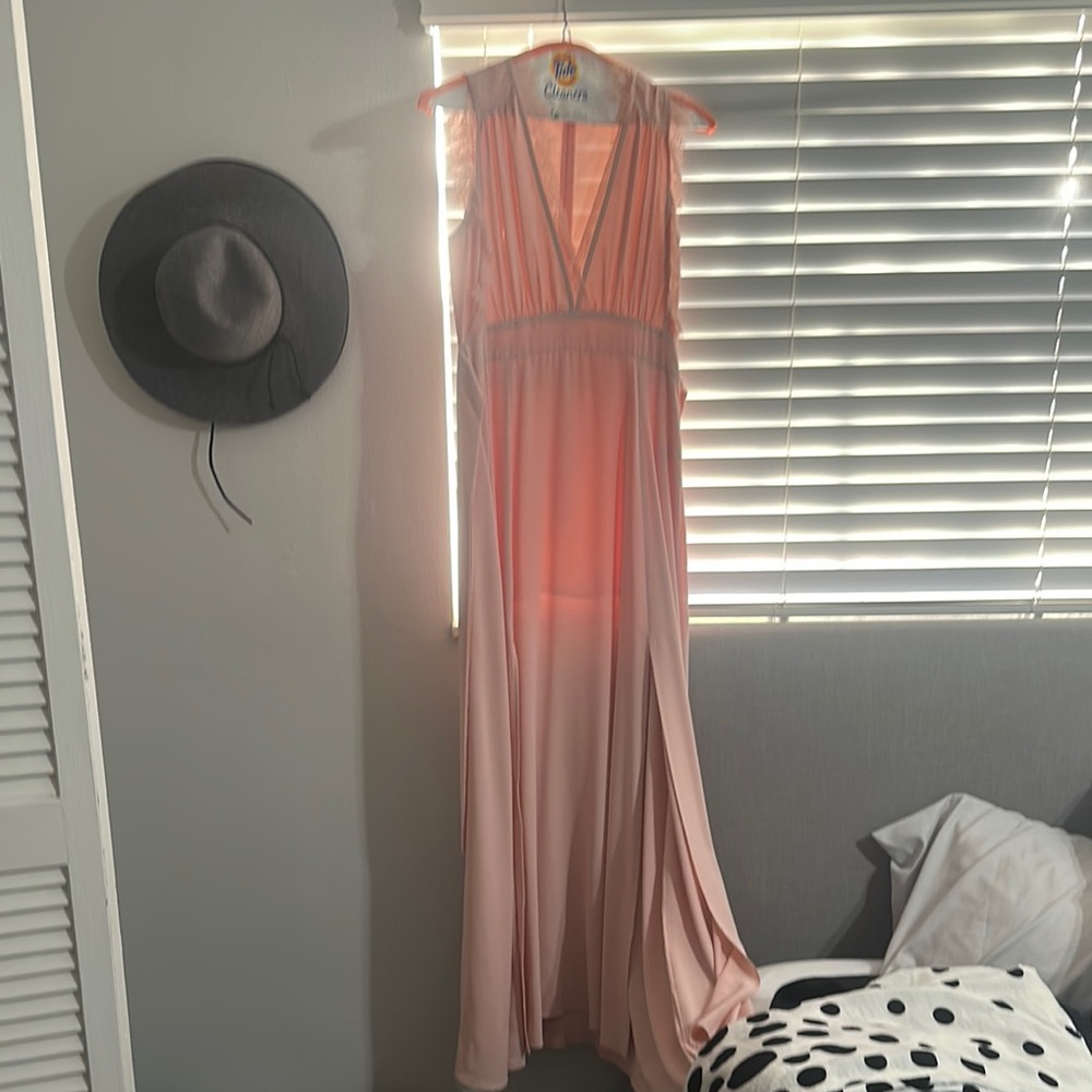 Altar'd State Pink Maxi Sundress Plunge Neckline Sleeveless